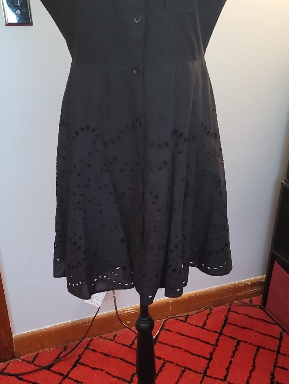 Zara Black Eyelet-Hem Mini Shirt Dress size small - Picture 7 of 13